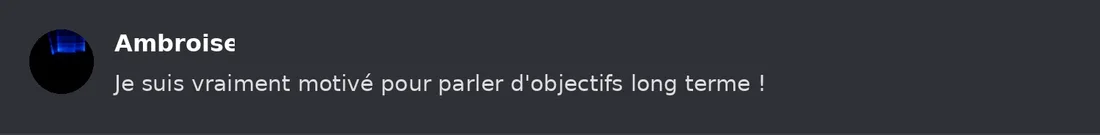 Capture Discord : Ambroise « Je suis vraiment motivé pour parler d'objectifs long terme ! »