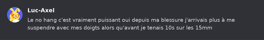 Capture Discord : Luc-Axel « Le no hang c'est vraiment puissant oui depuis ma blessure j'arrivais plus à me suspendre… »