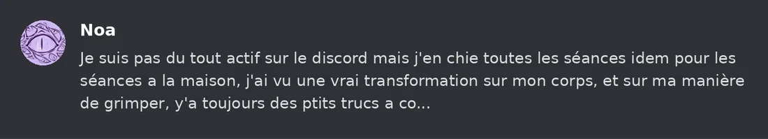 Capture Discord : Noa « Je suis pas du tout actif sur le discord mais j'en chie toutes les séances idem pour les séances… »
