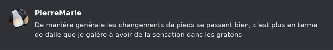 Capture Discord : Pierre-Marie « De manière générale les changements de pieds se passent bien, c’est plus en terme de… »