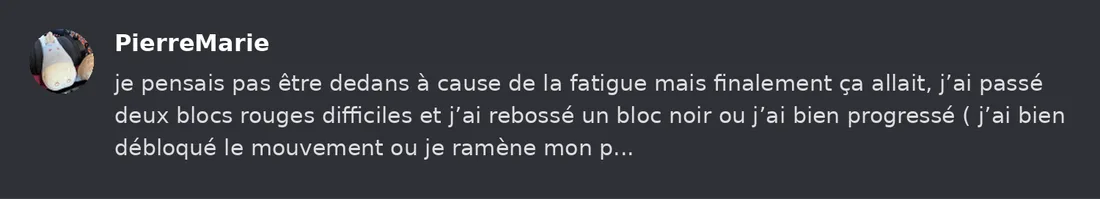 Capture Discord : Pierre-Marie « je pensais pas être dedans à cause de la fatigue mais finalement ça allait, j’ai passé… »