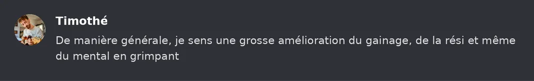 Capture Discord : Timothé « De manière générale, je sens une grosse amélioration du gainage, de la rési et même du mental… »